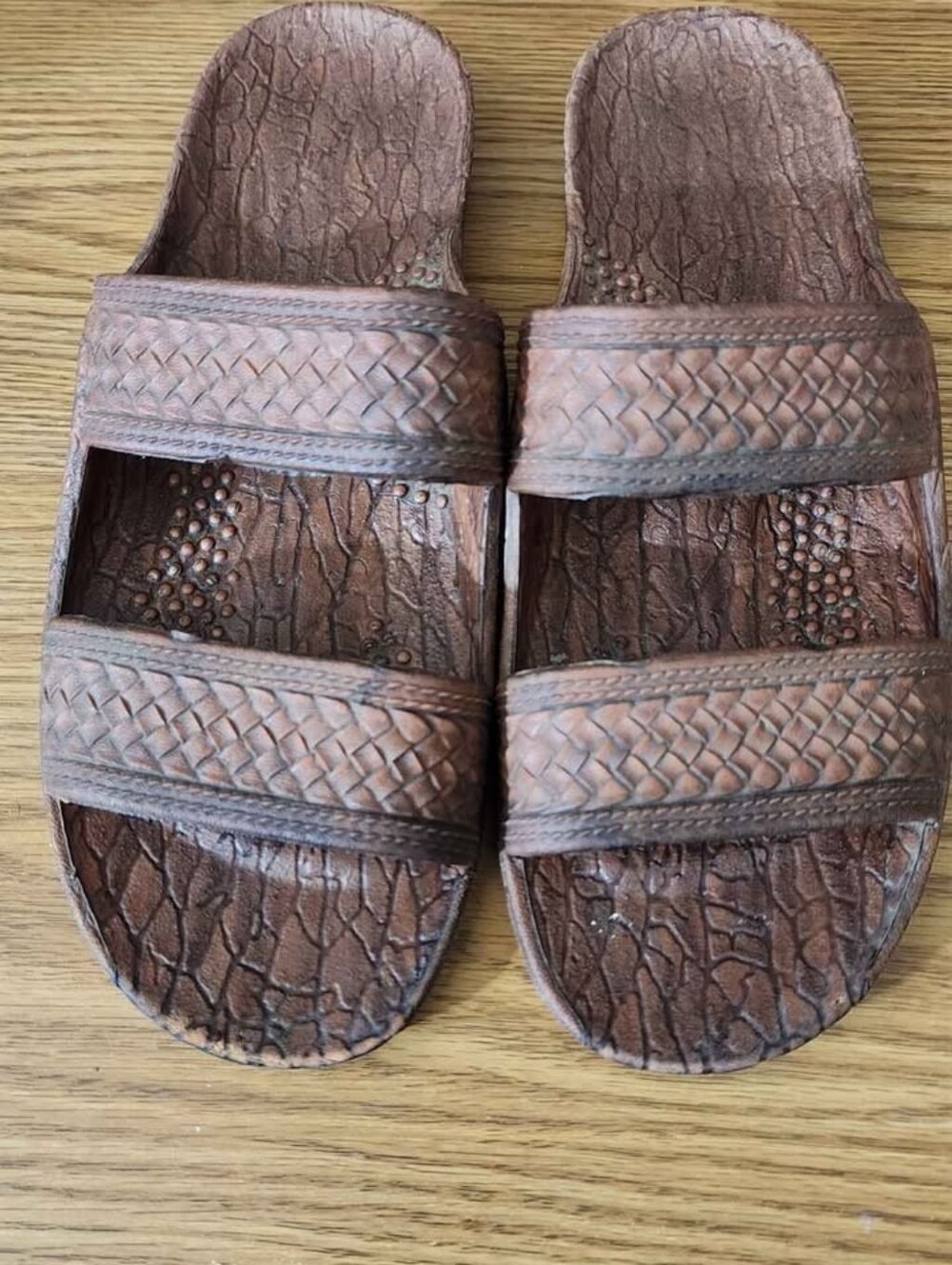 Pali Hawaii Brown Woven Double-Strap Unisex Slide Sandals
